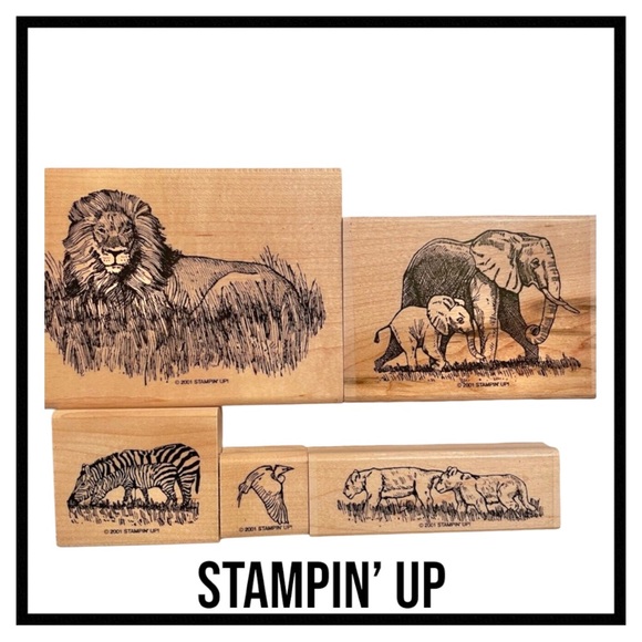 Stampin’ Up “Serengeti” Rubber Stamp Set of 6 Cardmaking Scrapbooking School - Picture 1 of 8